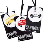 Tarjetitas dobles con cinta Autitos y transportes 16u Pers