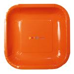 Plato cuadrado gde. liso naranja 8u