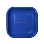 Plato cuadrado chico liso azul 8u