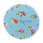 Pirotín aguamarina con florcitas shabby 50u