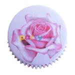 Pirotín rosa con rosas estampadas 50u
