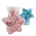 Envase plástico transparente estrella (tapa rosa/celeste)