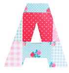 Letra o Nro. para decorar la mesa patchwork en rojo y celeste