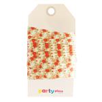 Cinta de gross shabby con florcitas rosas y rosas Pespunte dorado 5 mts