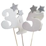 Número pinche de gibré blanco con estrellita (SOLO 5)
