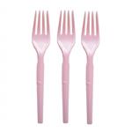 Cubierto plástico. Tenedor rosa 10u
