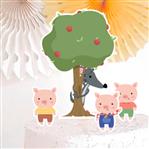 Pinches para torta Set x4 Los tres chanchitos