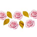 Banderín troquelado flores rosas