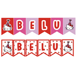 Banderín Hello Kitty rojo/rosa Pers