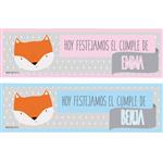 Banner de papel Little Fox (celeste o rosa)