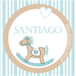 Tarjetitas Baby Blue Horse circulo 20u Pers