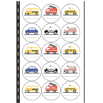 Stickers plancha redondas para personalizar Autitos 15s