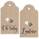 Tarjetas largas con cinta White flower 16u Pers