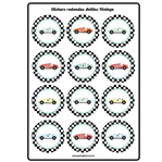 Stickers plancha redondas Autitos Vintage 12s 1u