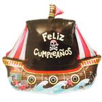 Globo Barco Pirata Feliz Cumpleaños 1mt