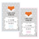 Invitacion Little Fox Rosa o celeste Pers
