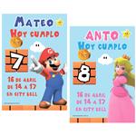 Invitación Mario Bros Peach Mod.2 Pers