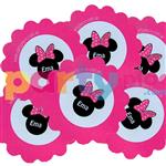 Tarjetitas flor Minnie rosa 20u
