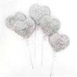 Pinches gibré corazones plateados 6u