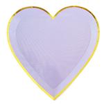 Plato corazón flat lila borde dorado 10u