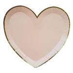 Plato corazón gde salmón borde dorado 6u