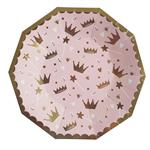 Plato octogonal corona met rosa 10u