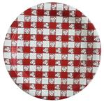 Plato redondo chico cuadrille (Gingham) 16u