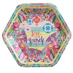 Plato hexagonal flores y mariposas 8u
