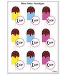Stickers plancha Helados. Personalizadas 9s 1u