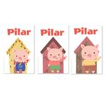 Stickers grandes Los tres chanchitos 10u Pers