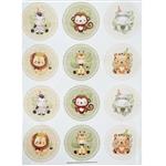 Stickers plancha redondas Baby Safari 12s 2u