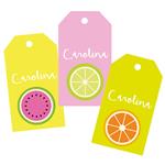 Tarjetas largas con cinta Frutas 24u Pers