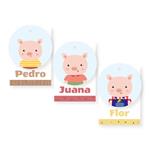 Tarjetitas dobles con cinta Los tras chanchitos Pers