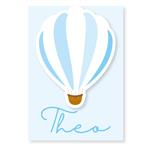Tarjetitas dobles con cinta Globo aeroestatico blue 16u Pers