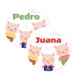 Tarjetitas redondas Los tres chanchitos 20u Pers