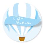 Tarjetitas redondas Globo aeroestatico blue 20u Pers