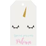 Tarjetas largas con cinta Unicornio dorada 24u Pers