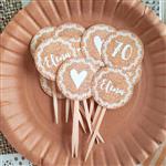Toppers Kraft y encaje 12u Pers.