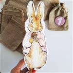 Adorno reversible gde Peter Rabbit rosa con flores relieve