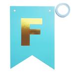 Banderín Feliz Cumpleaños celeste y dorado