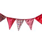 Banderín de tela raso tonos rojos