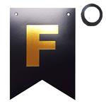 Banderín Feliz Cumpleaños negro y dorado
