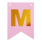 Banderín MI BAUTISMO rosa con dorado