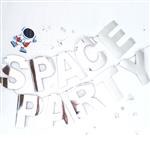 Banderín plateado Space Party