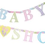 Banderín de papel troquelado Baby Shower en pastel