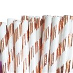 Bombillas met rayas rose gold 12u