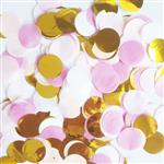 Confetti met dorado, tissue blanco y rosa