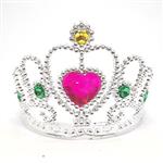 Corona princesa diamantes corazon fucsia y esmeraldas