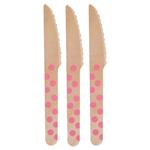 Cubierto bambu. Cuchillo lunares rosa 10u