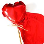 Mini globos corazon rojos con palitos y cinta 3u